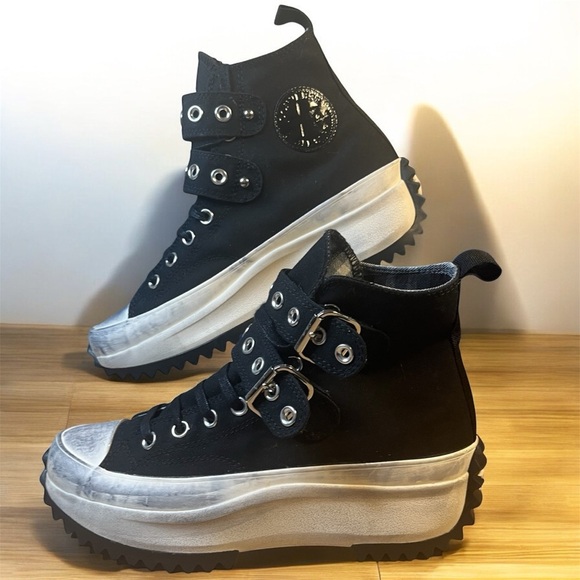 Converse Run Star Hike Platform Sneakers 9.5 Black Canvas Chuck Taylor Shoes​ - Picture 5 of 10
